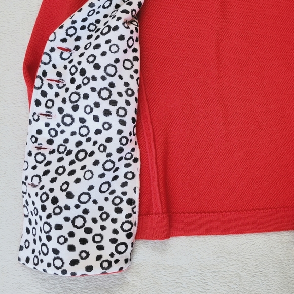 ST JOHN Blazer Red Vintage Marie Gray Collection Polka Dot Cheetah Trim 2 XS - Picture 9 of 15